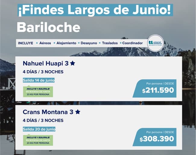 Viajes a Bariloche Finde largo Junio